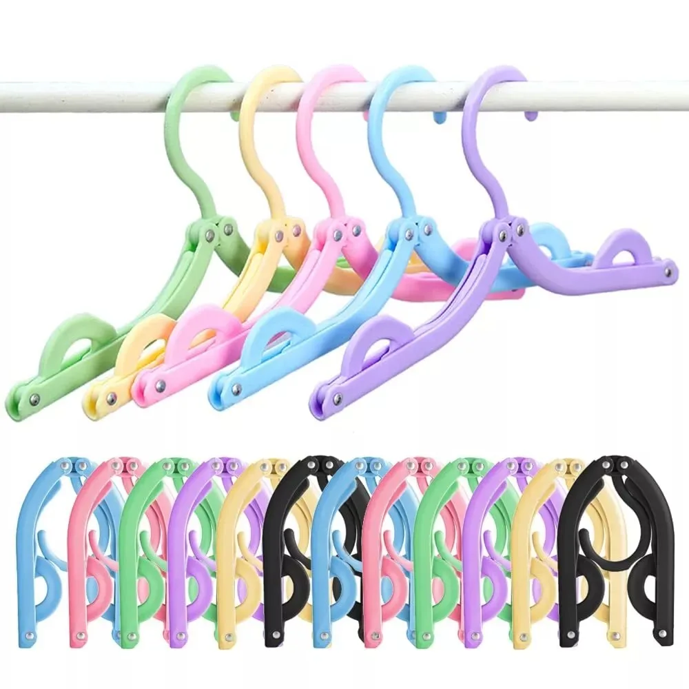 12Pcs Plastic Folding Clothes Hangers Anti-slip Multifunction Travel Clothes Rack Travel Essentials Portable