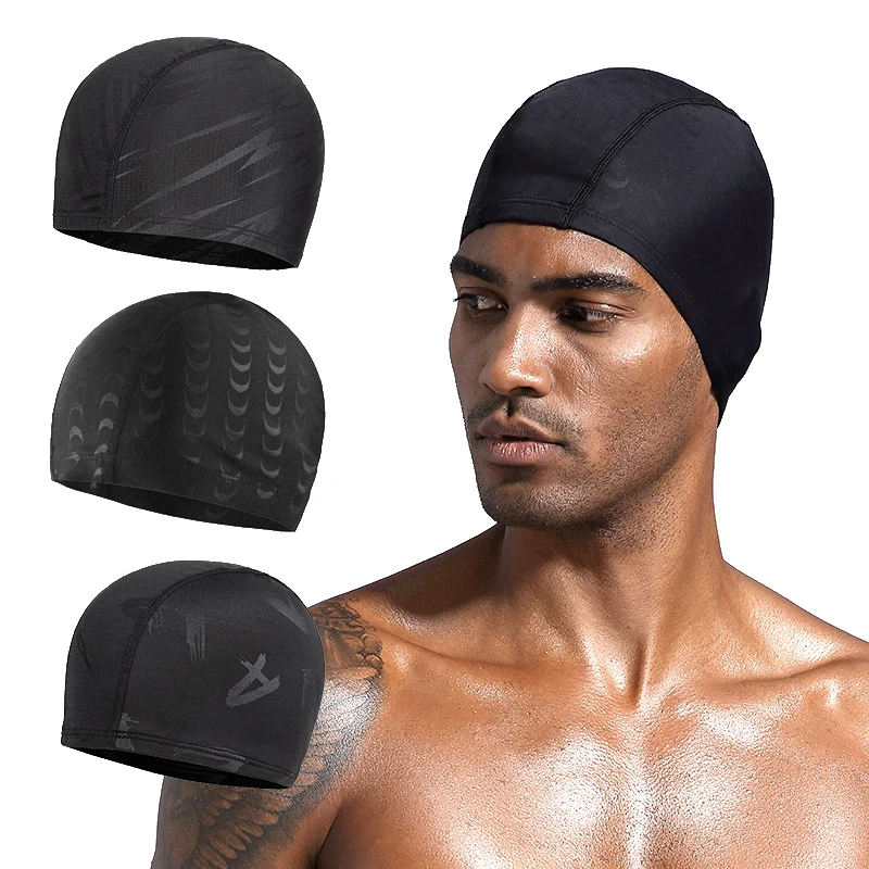 1pc Nylon Waterproof Swim Cap - Elastic Ear Protection for Men Women Family Swimming Training Essential Accessory