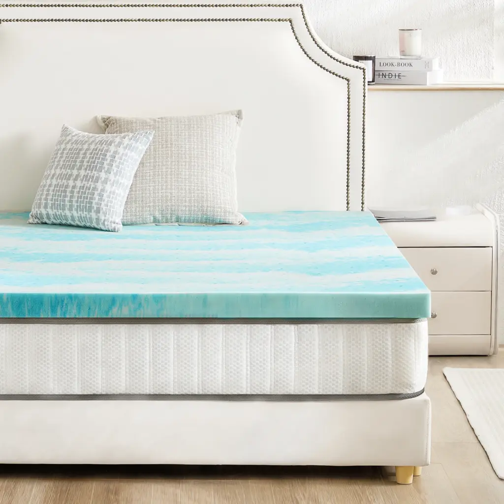JHK 2-3 Inch Memory Foam Mattress Topper Queen Size Thick Gel Cooling Mattress Soft and Breathable Bed Topper Bedroom Furniture