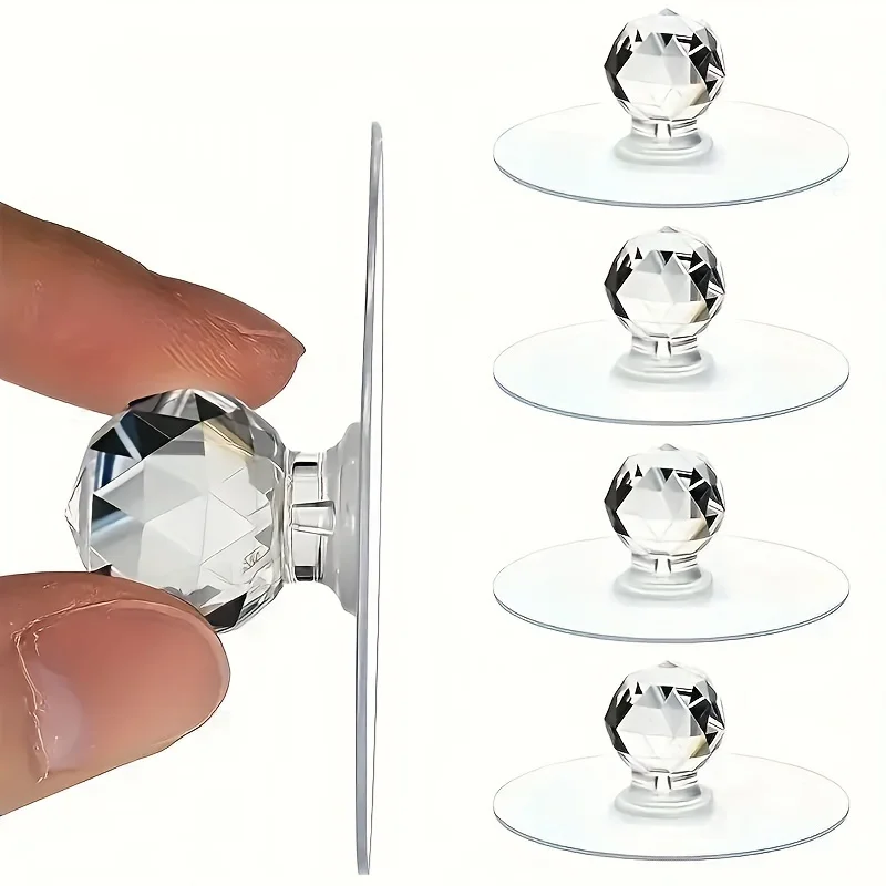 10/20pcs Transparent Crystal Door Knobs Cabinet Drawer Door Knobs Handles Self-adhesive Handle With Hook Furniture Door Hardware