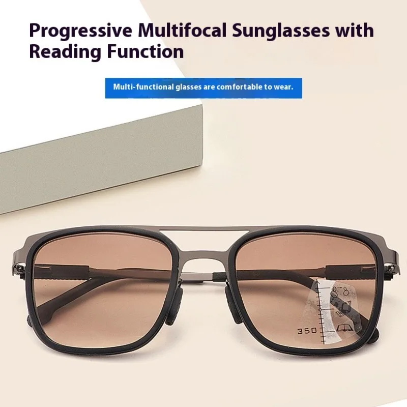 Sunglasses Style Presbyopia Glasses Men's Progressive Multi Focus/distance Dual-use UV Resistant Sunglasses and Reading Glasses