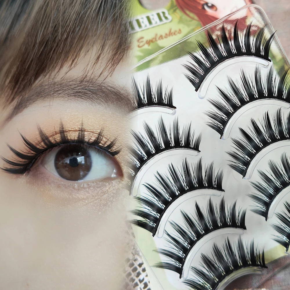 5 Pairs Long Thick False Eyelashes Set Little Devil Smoking Makeup Natural Looking Fake Eye Lashes Beauty Eye Tools