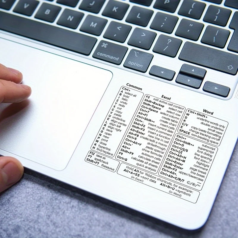 1 Set Vinyl Self-adhesive Keyboard Shortcut Stickers | Quick Reference for Windows, Excel and Word, Office Software