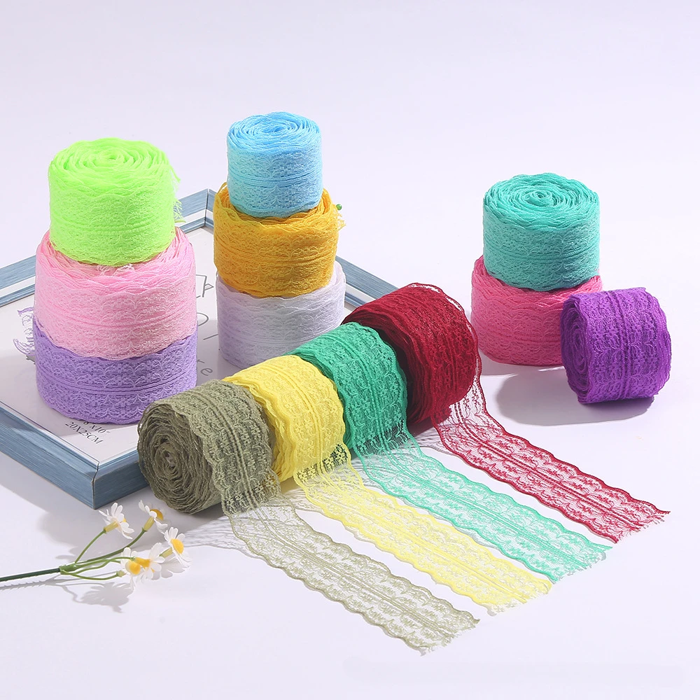 10Meters/Roll 4.5CM Red Black Blue Embroidery Lace Ribbon DIY Apparel Sewing Fabric Wedding Christmas Halloween Gift Decoration