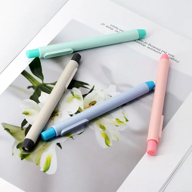 11Pcs/Set 4 Colors New Creative Pen Shape Press Type Pencil Eraser with White Replacement Core Writing Erase Stationery Supplies