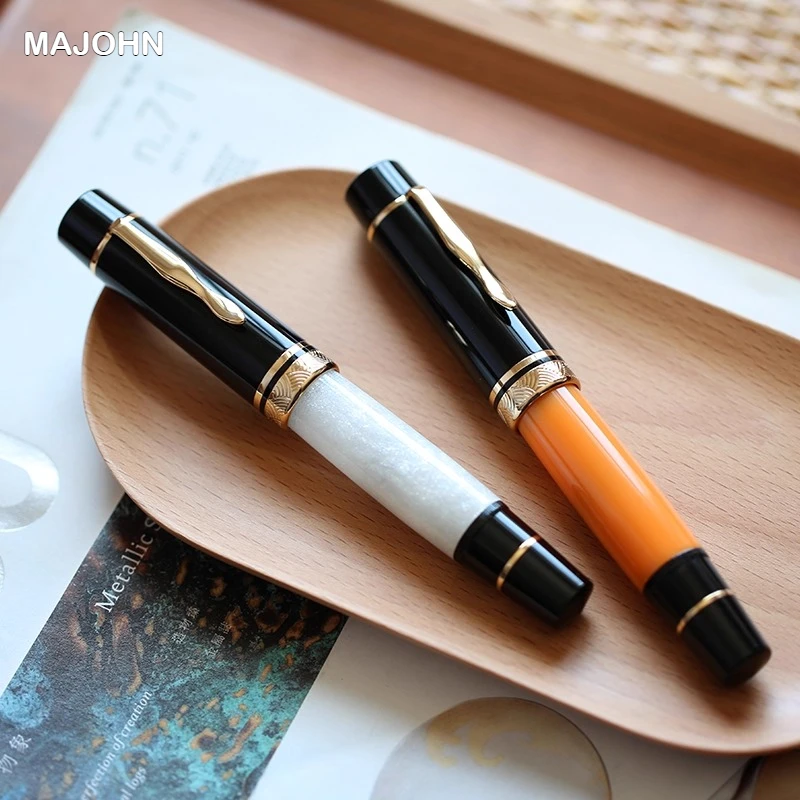 Majohn P139 Piston Resin Fountain Pen #8 F/M All Brass Piston System Large Capacity Writing Gift Pen Stationery School Supplies
