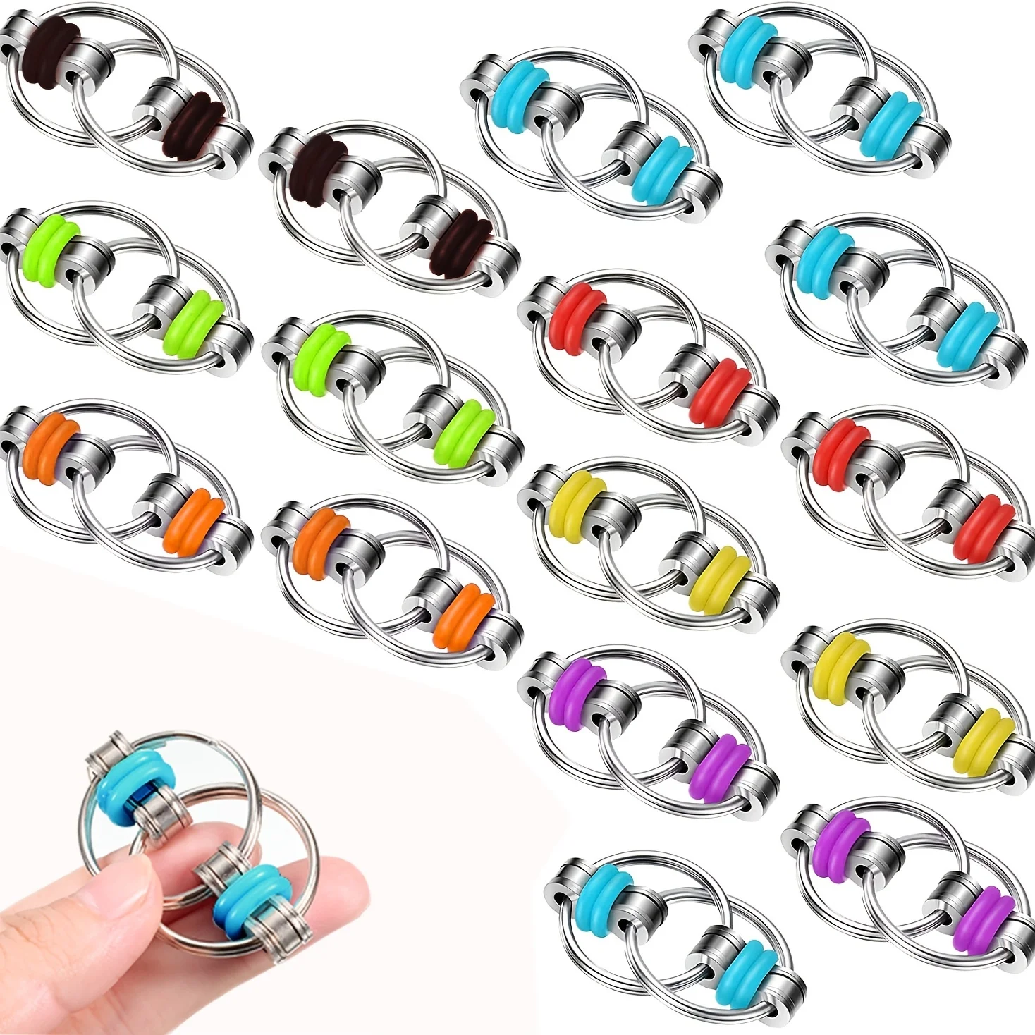 7/21/49pcs Bicycle Iron Chain Fidget Toys Keychain, Fidget Flippy Chains For Anxiety Stress Relief For Adults