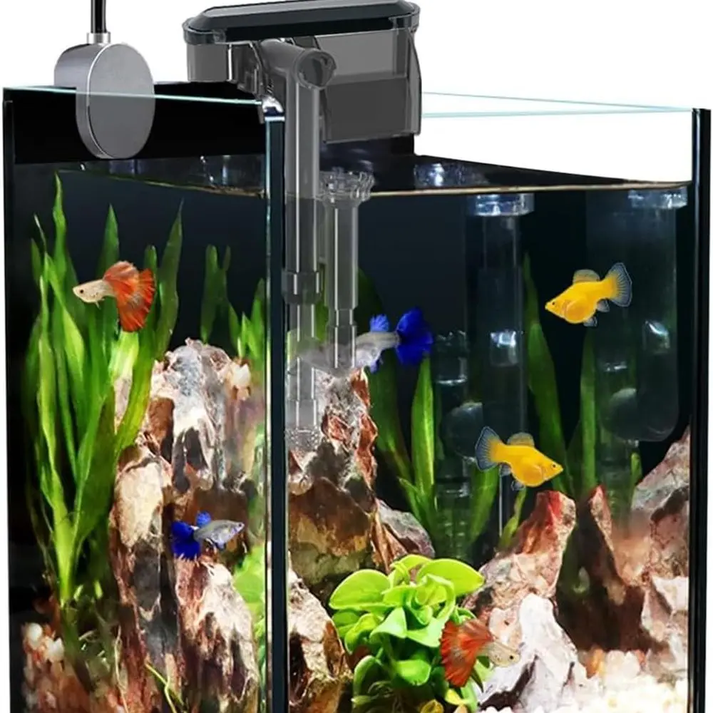 1.5 Gallon Fish Tank Starter Kits, Nano Glass Aquarium with Filter, Led Light for Aquascape DIY Small Betta Fish Tank