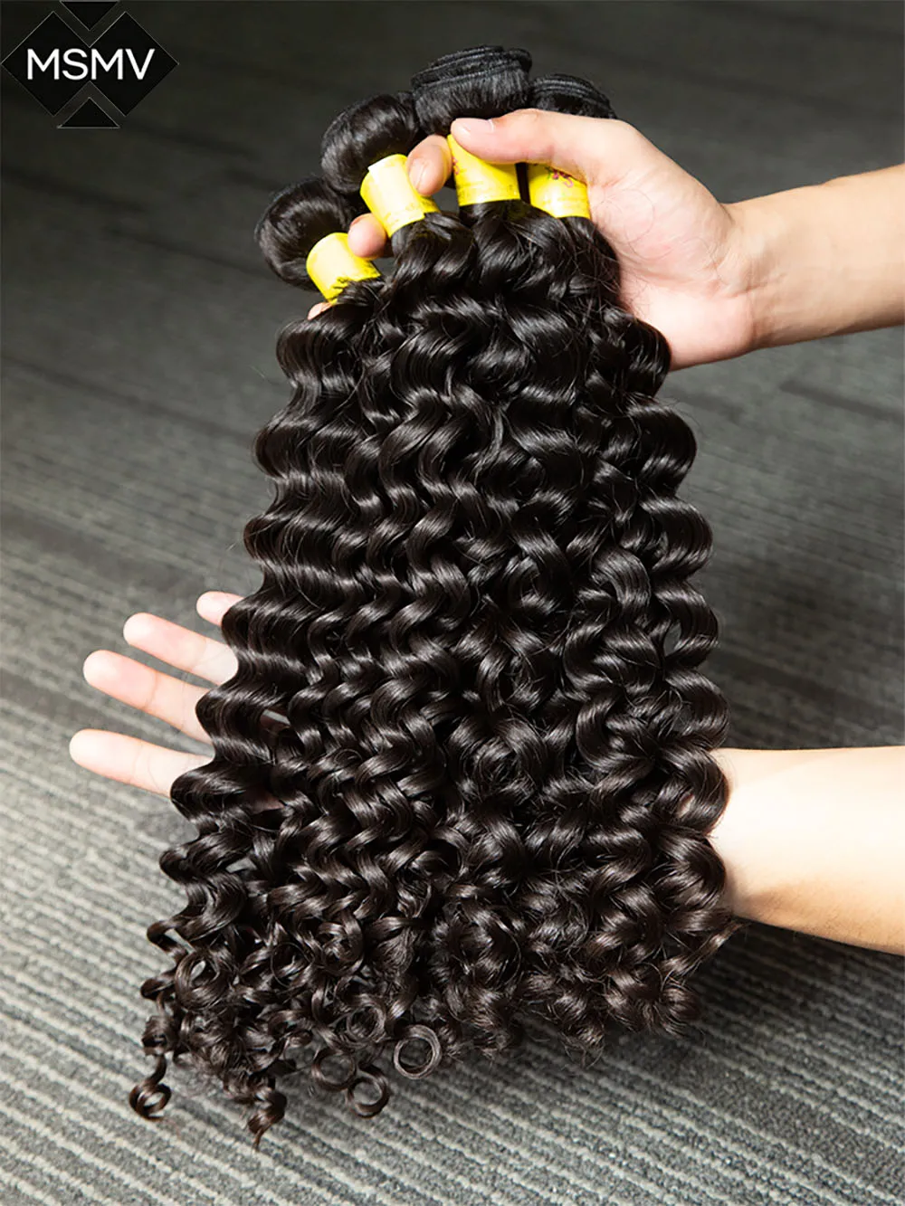 MSMV Human Hair Extensions Remy Deep Wave Hair Bundles Wet And Wavy Human Hair Bundles 1/3/4 Pcs Raw Hair Bundles