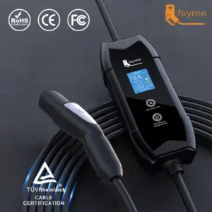 feyree EV Charger Portable 3.5kW TS-NACS Charger Plug 1.8" LCD Screen with Set Delay Schedule Charging Station for Tesla Cars