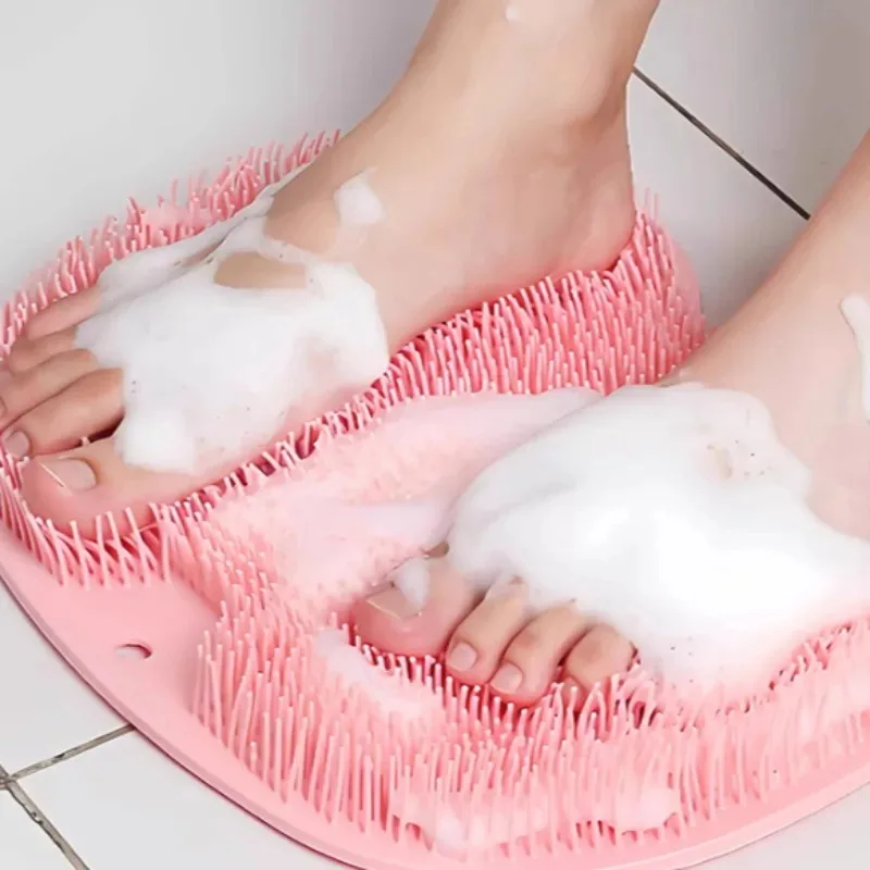Foot Wash Brush Rub Back with Sucker Brush Bathroom Tool Foot Massage Pad Shower Massage Mat Exfoliating Bath Pad Bath Sponge