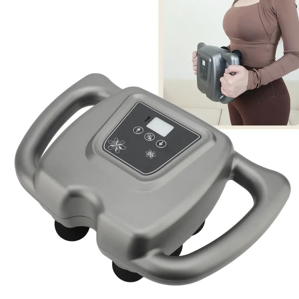 1PC 16 Heads Deep Tissue Massager 99 Intensity Levels Rechargeable ABS Silicone Gray Electric Massager for Back Shoulder Neck