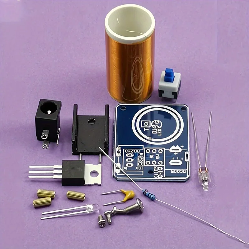 Mini Tesla Coil Kit, BD243, DIY Electronic Project, Hand Solder Practice, No Battery Required, Non-Laser for Hobbyists