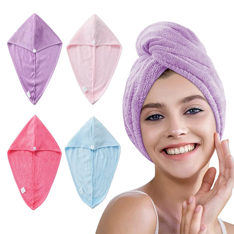 Bamboo Fiber Hair Towels Bath Head Turban Wrap Quick Drying Anti-Frizz Hair Towels For Drying Hair Women Girls Bathroom