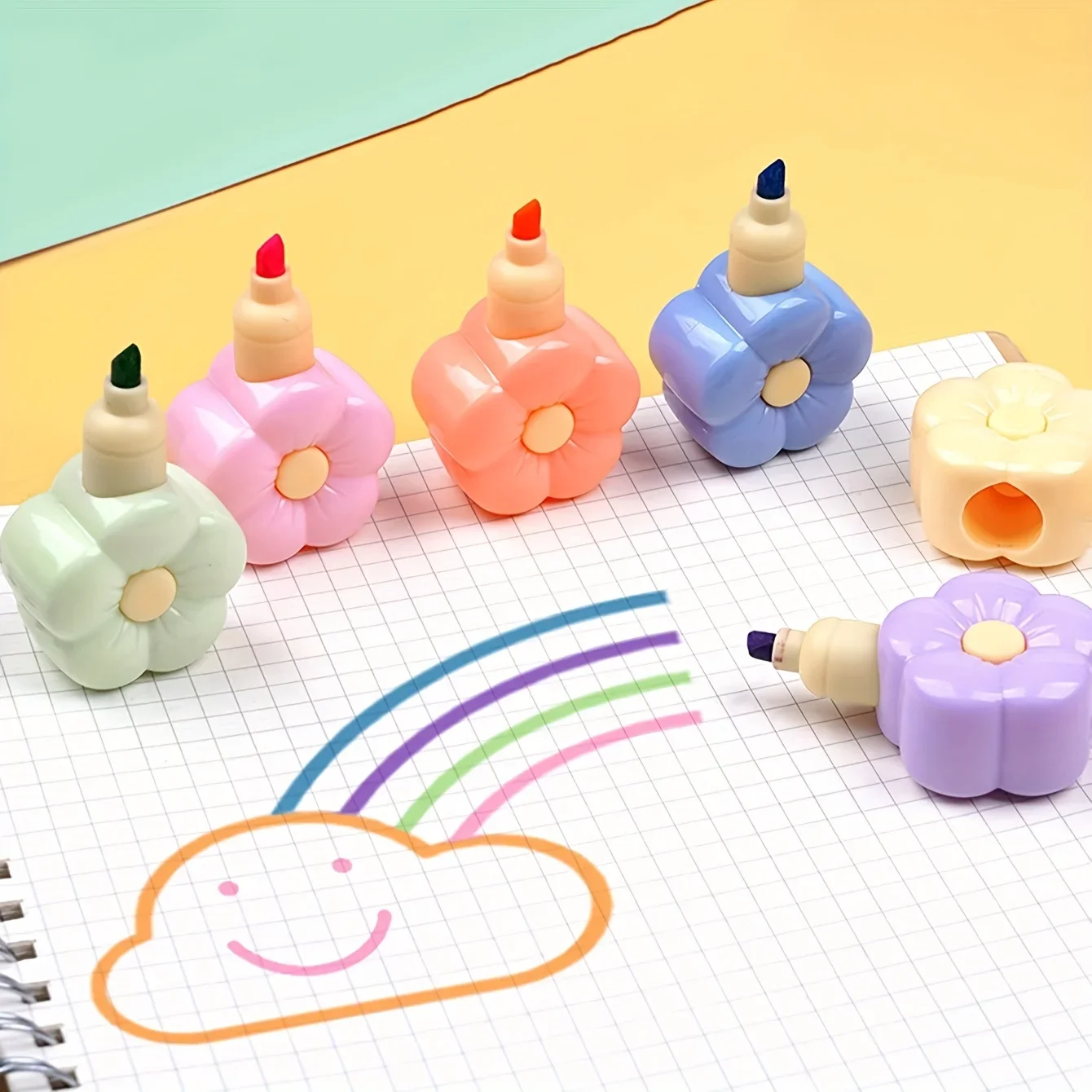 6 Pcs Cat Claw Highlighters Cute Cartoon Pens Aesthetic Markers Journaling Bookmarks Hand Account Scrapbook Painting