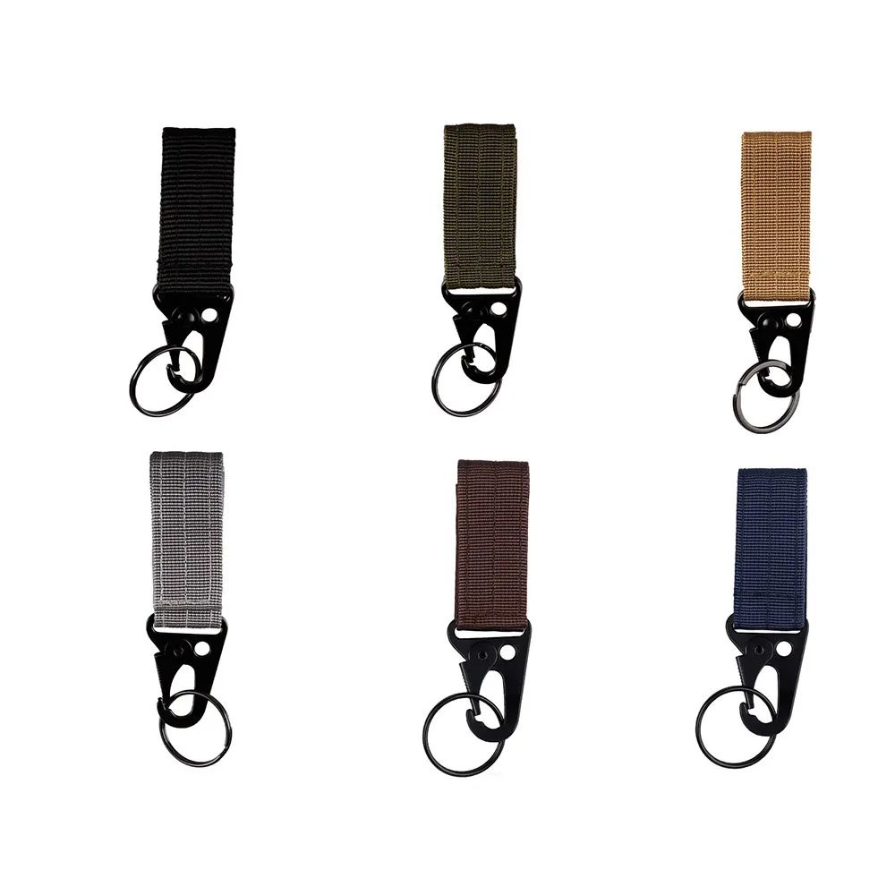 Tactical Belt Keychain Holder Carabiner Key Hook Nylon Webbing Buckle Systems Belts Buckle Hanging Hiking Outdoor Accessories