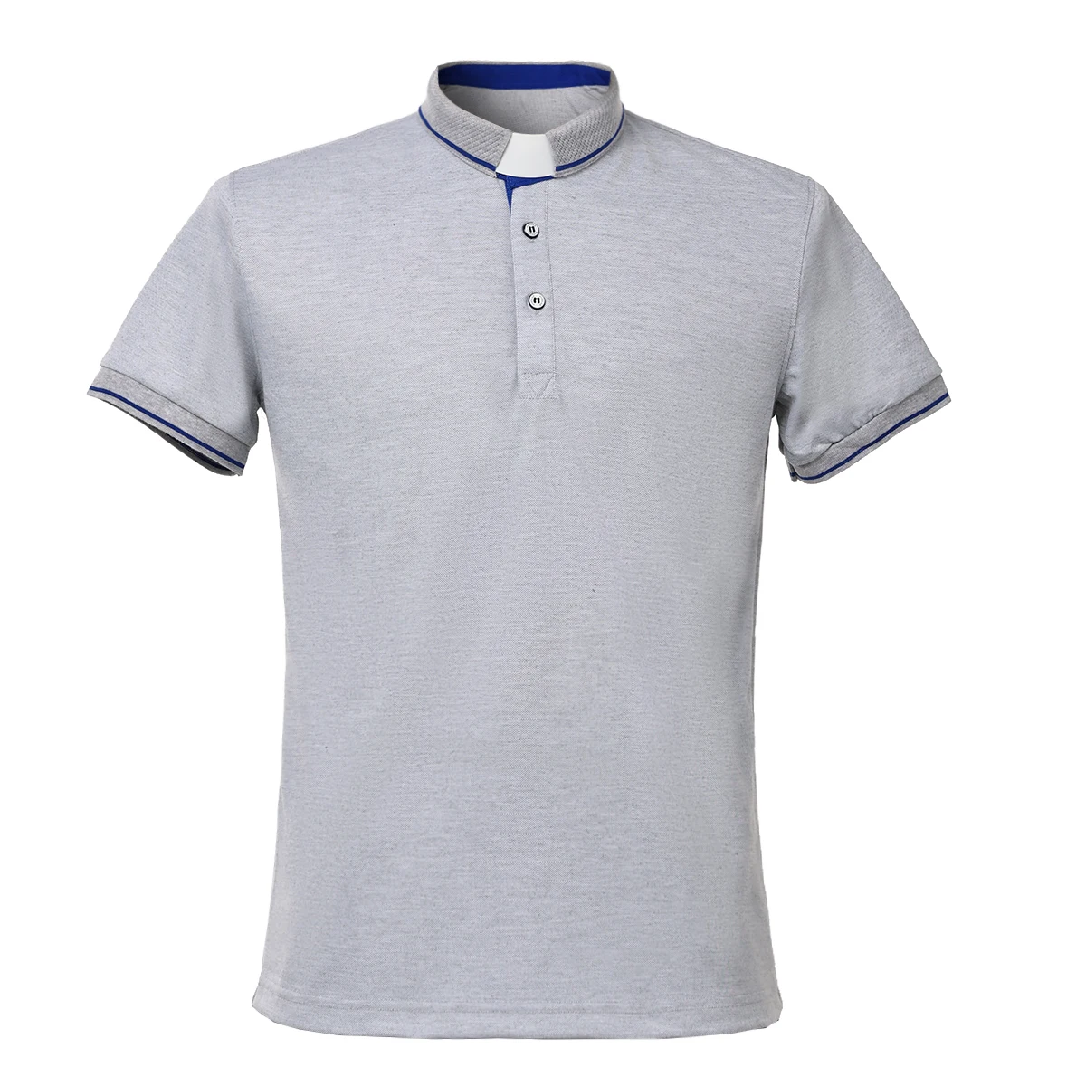 Men Casual Polo Shirt Priest Tab Collar Short Sleeve Church Pastor T Shirt