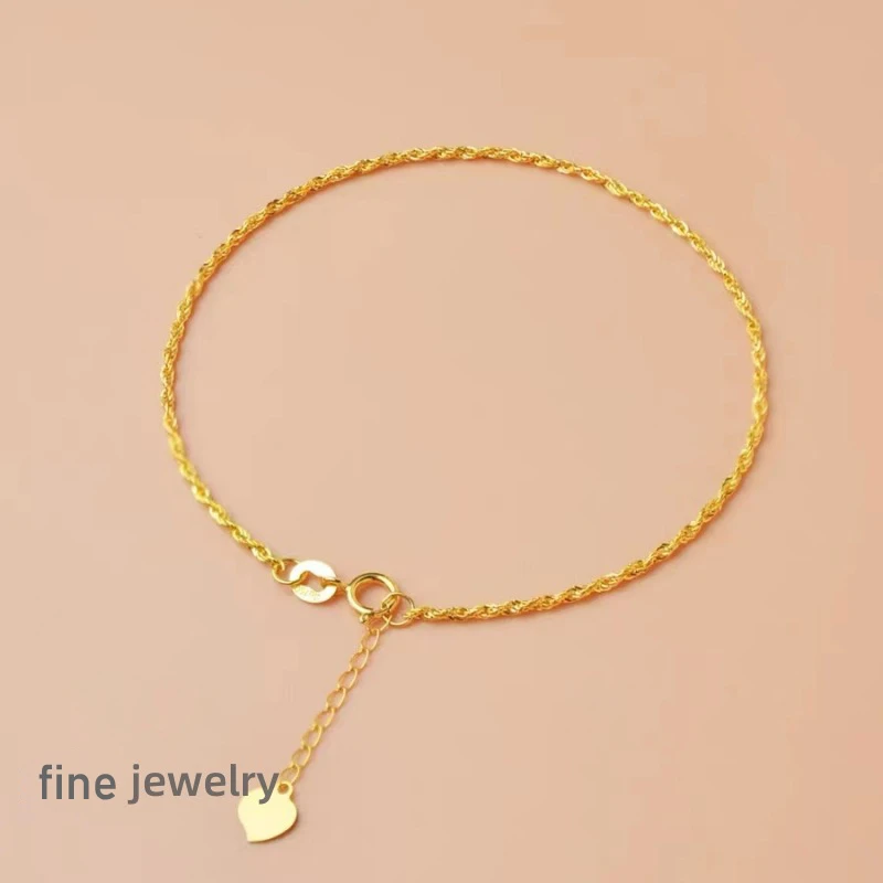 Authentic Real 18K Gold AU750 Twisted Bracelet Exquisite Delicate Gift Classic Present For Women Adjustable Fine Jewelry