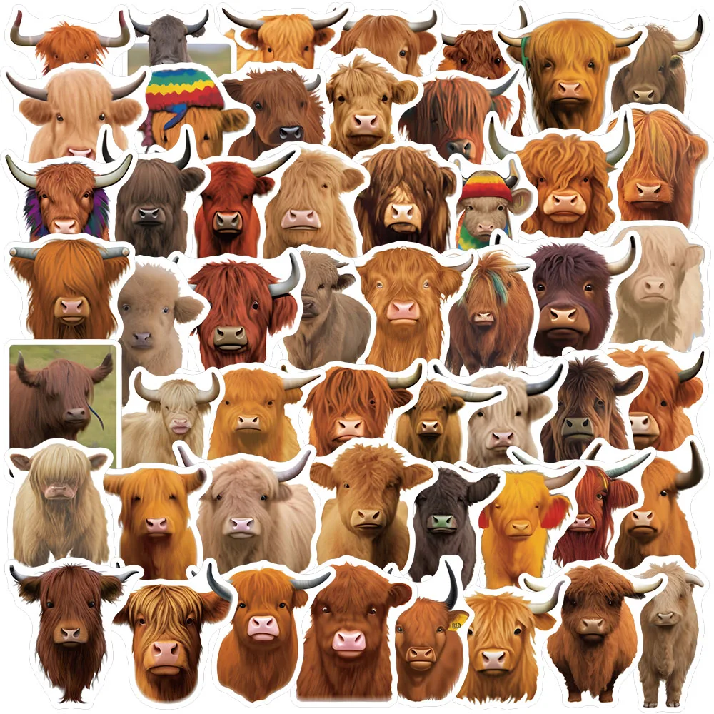 52PCS Consumable Cow Stickers Decorative Guitar Phone Case DIY Luggage Laptop Waterproof Stickers Toy Stickers