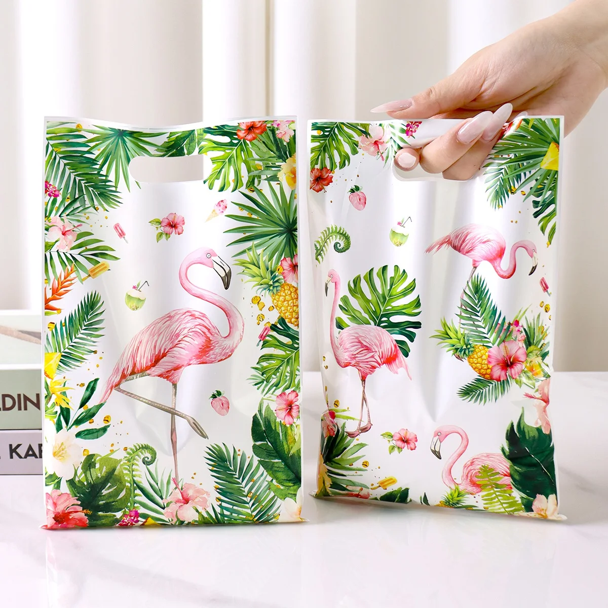 Hawaiian Flamingo Handy Gift Bag Summer Beach Theme Decorations Kids Favors Bag Hawaii Luau Tropical Party Supplies