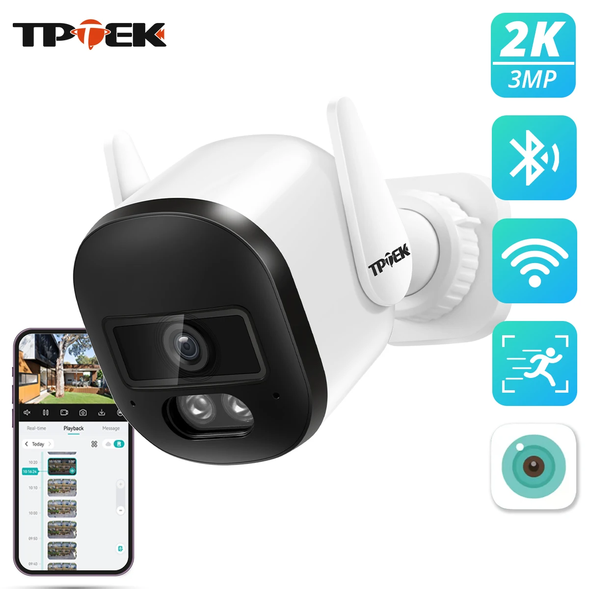 2k 3MP WIFI Camera Outdoor IP66 Surveillance Security Protection Video IP Camera Wireless AI Human Detect iCSee CCTV Bullet Cam