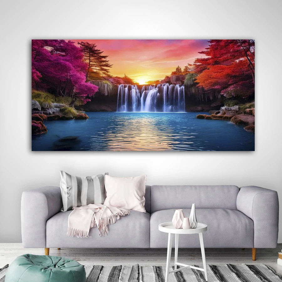 Scenery Waterfall Lake Diy Diamond Art Painting Set Large Size Landscape Full Drill Mosaic Embroidery Picture Wall Decor