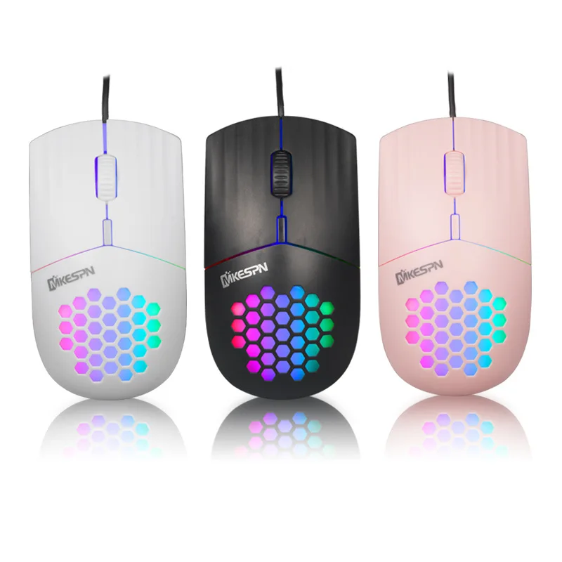 Type C or USB A Wired Mouse 1600 DPI RGB Backlit Mice Honeycomb Gaming Mause for Computer iPad Mac Tablet Macbook Air Laptop PC
