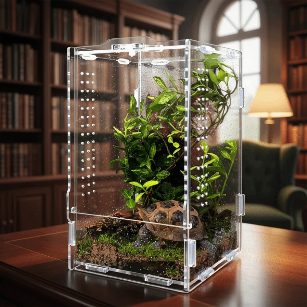 Transparent Reptile Feeding Box Ventilated Buckle Lock Jumping Spider Terrarium Anti-escape Spider Observation Box