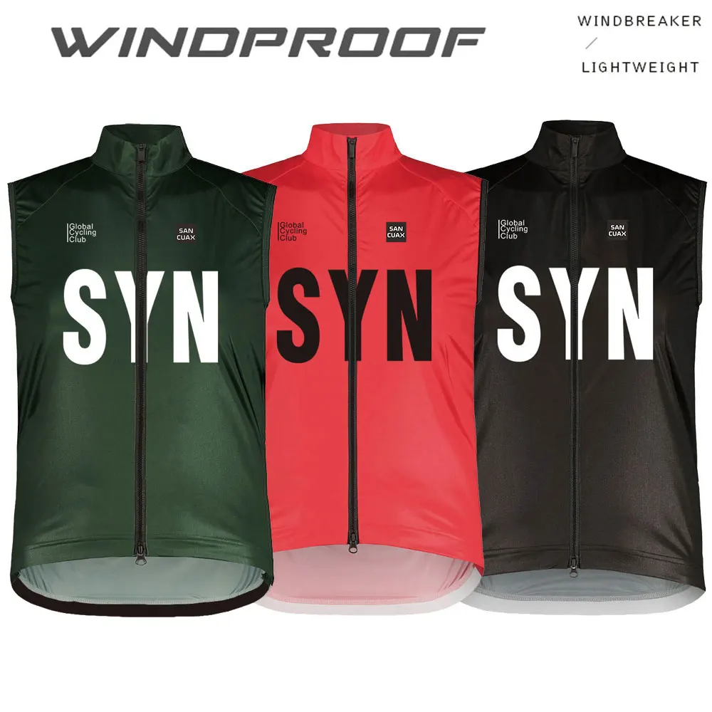 SYN SANCUAX Summer Cycling Sleeveless Jerseys Windproof Sport Run Vest Mountain Bike Sleeveless Cycling Vest Men's Cycling Gilet