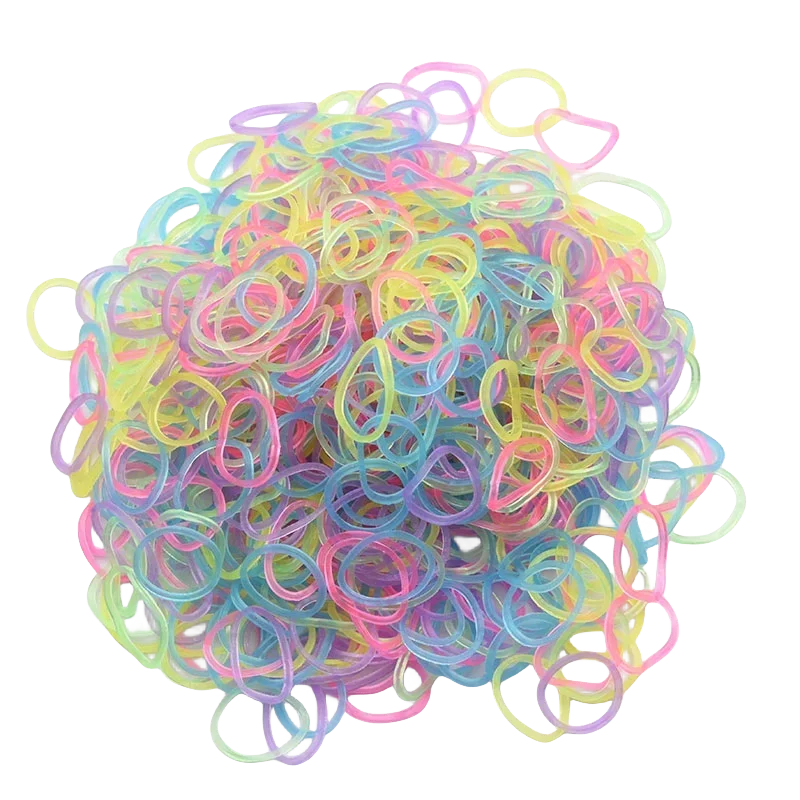 600Pcs New ColorTransparent Fluorescence Glow Bracelets Making Supplies DIY Rubber Loom Bands Wrist Necklaces Child Party Toys
