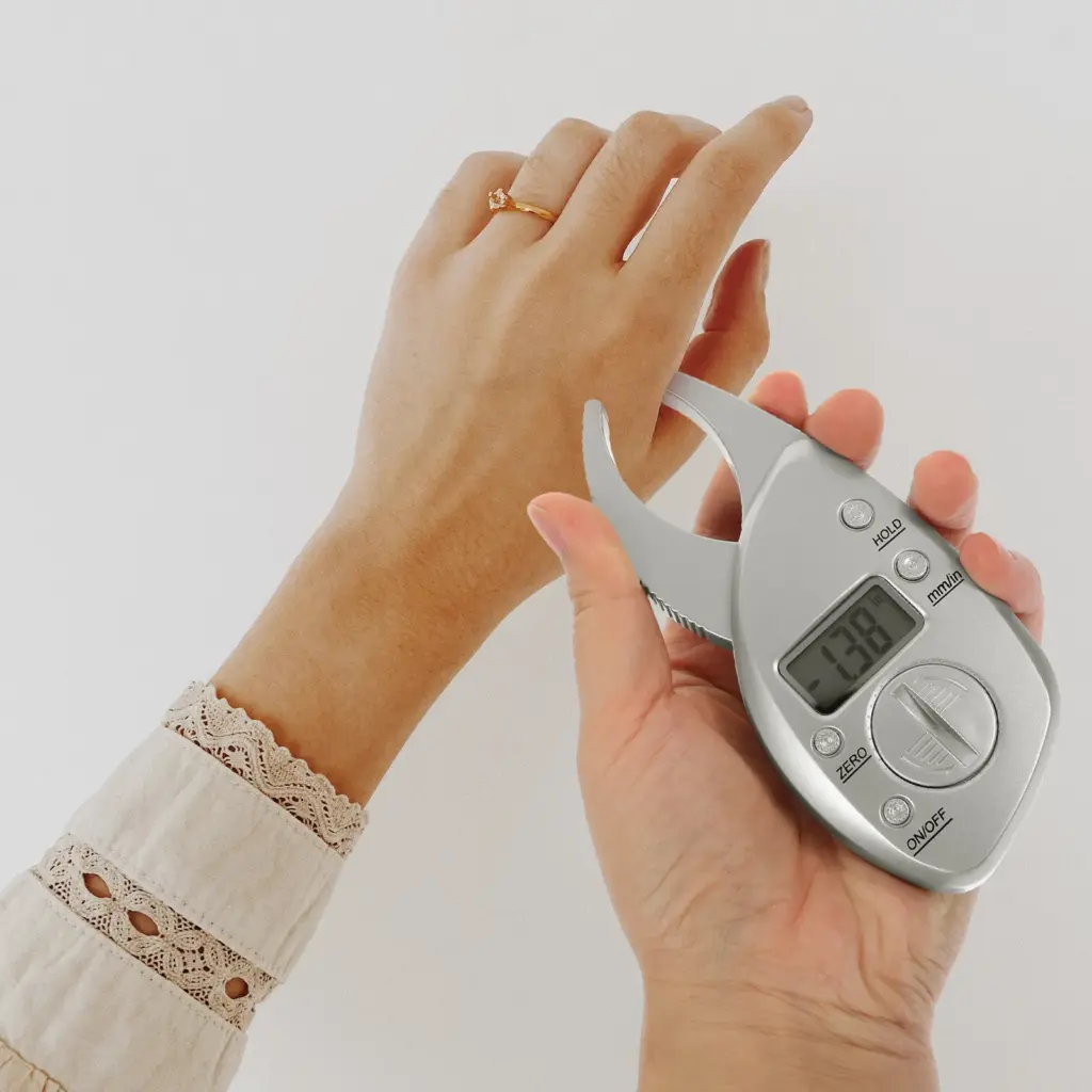 Silver Body Fat Caliper Clip LCD Display Fat Analyzer Accurate Easy to Use Portable Health Monitoring Measuring Tool for Fitness