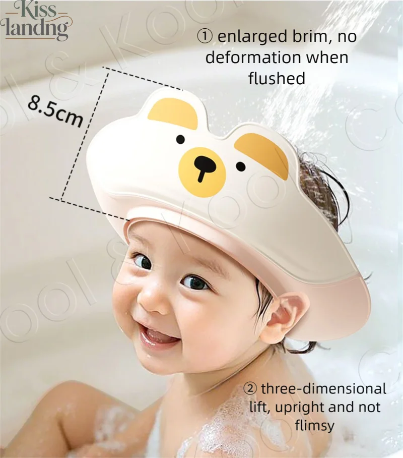 Adjustable Waterproof Baby Shampoo Cap, Bathing Hat with Soft Liner for Face Protection
