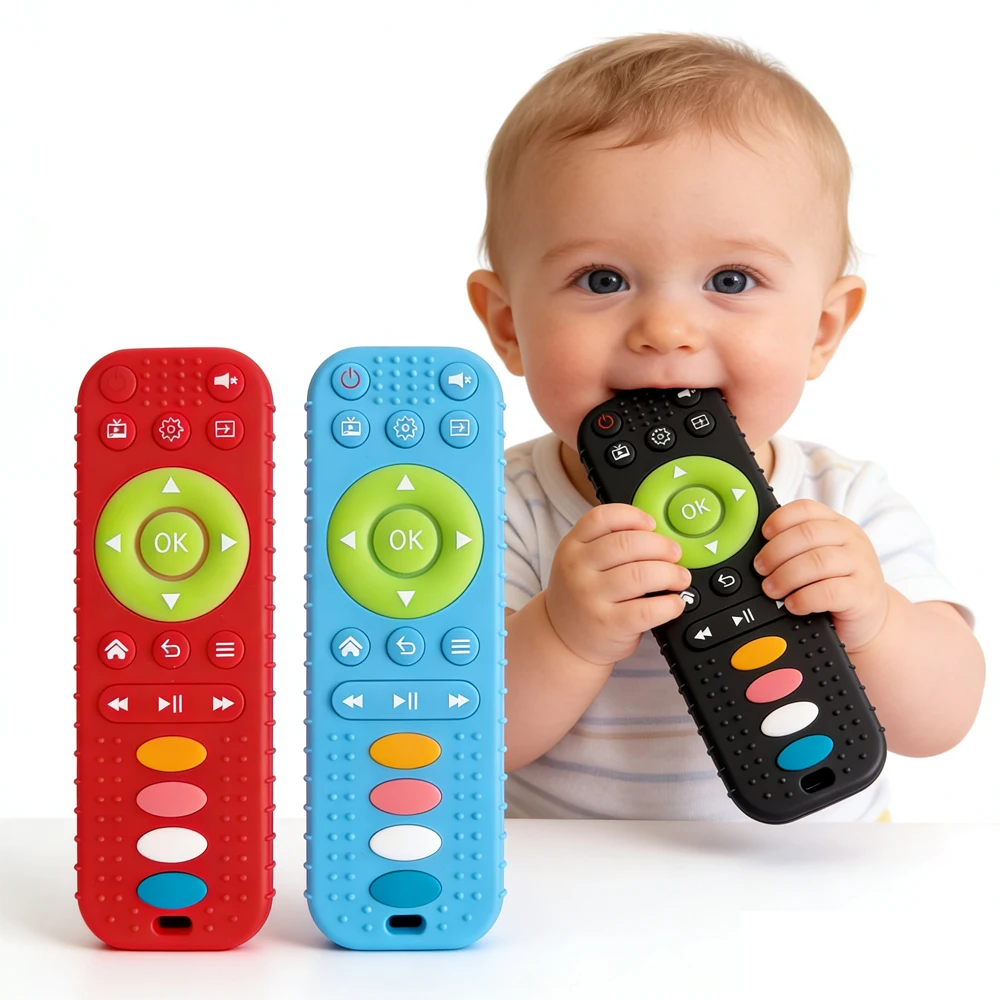 1PCS Baby Silicone Remote Control Teether Toy, Early Education Sensory Toy for 0-36 Months Toddlers,Birthdays and Holidays Gift