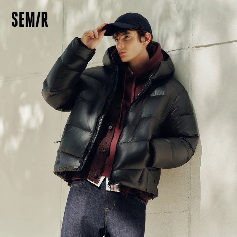 Semir Down Jacket Men Loose Hooded Puffer Three-Resistant Outerwear Heat-Generating Anti-Static 2025 New Winter Wear Men's Wear
