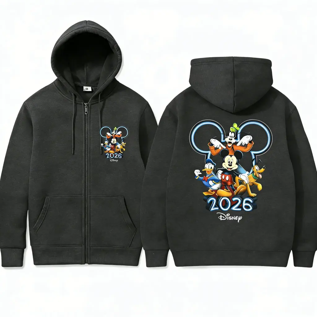 2026 Y2k Disney Mickey Minnie Zip Up Hoodie Jacket Men Women Graphic Print Streetwear Oversized Casual Tops Pullover Sweatshirt