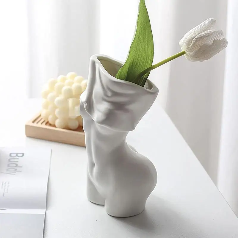Women Body Ceramic Flower Vase Nordic Style Floral Flower Pot Handicrafts Ornament Gift Luxury Decorative Wedding Home Decor