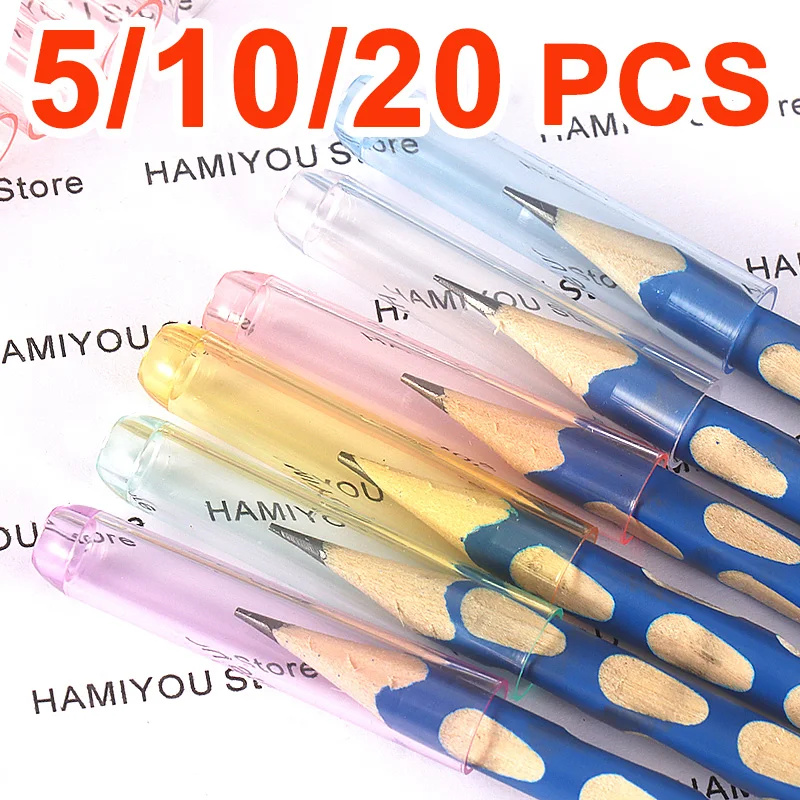 20-5 PCS Clear Plastic Pencil Cap Transparent Pencil Top Pencil Protective Cap Extender Hard sturdy Cute Pink Blue Green Purple