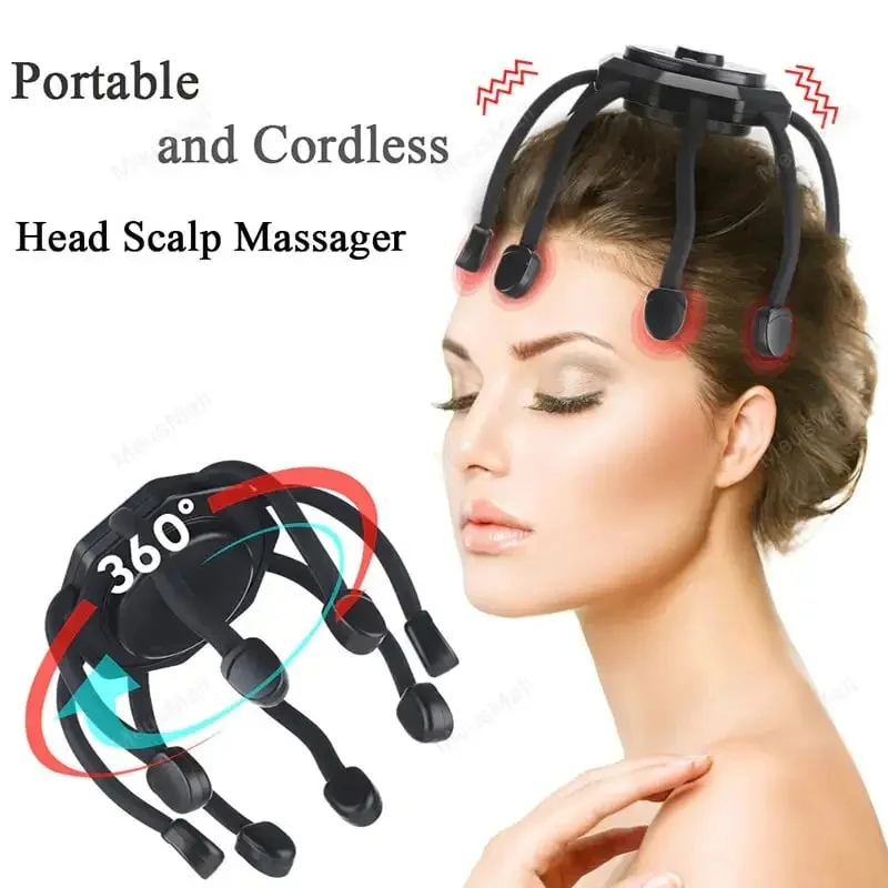 Ultra Scalp Massager Head Massager StressRelease Massager with 8-Frequency VibratingContacts 360 Degree Portable Rechargeable