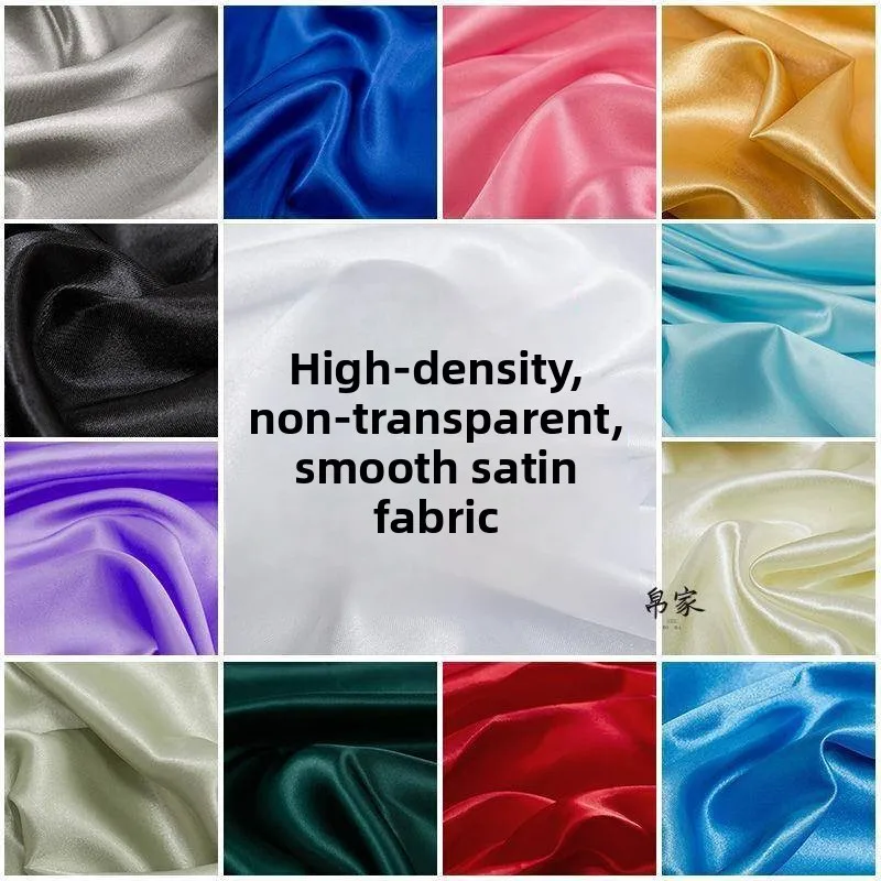 High-End Matte Satin Fabric Dr Silk Simulation Sateen Pure Color Clothing Color Silk Material DIY Home Fabric
