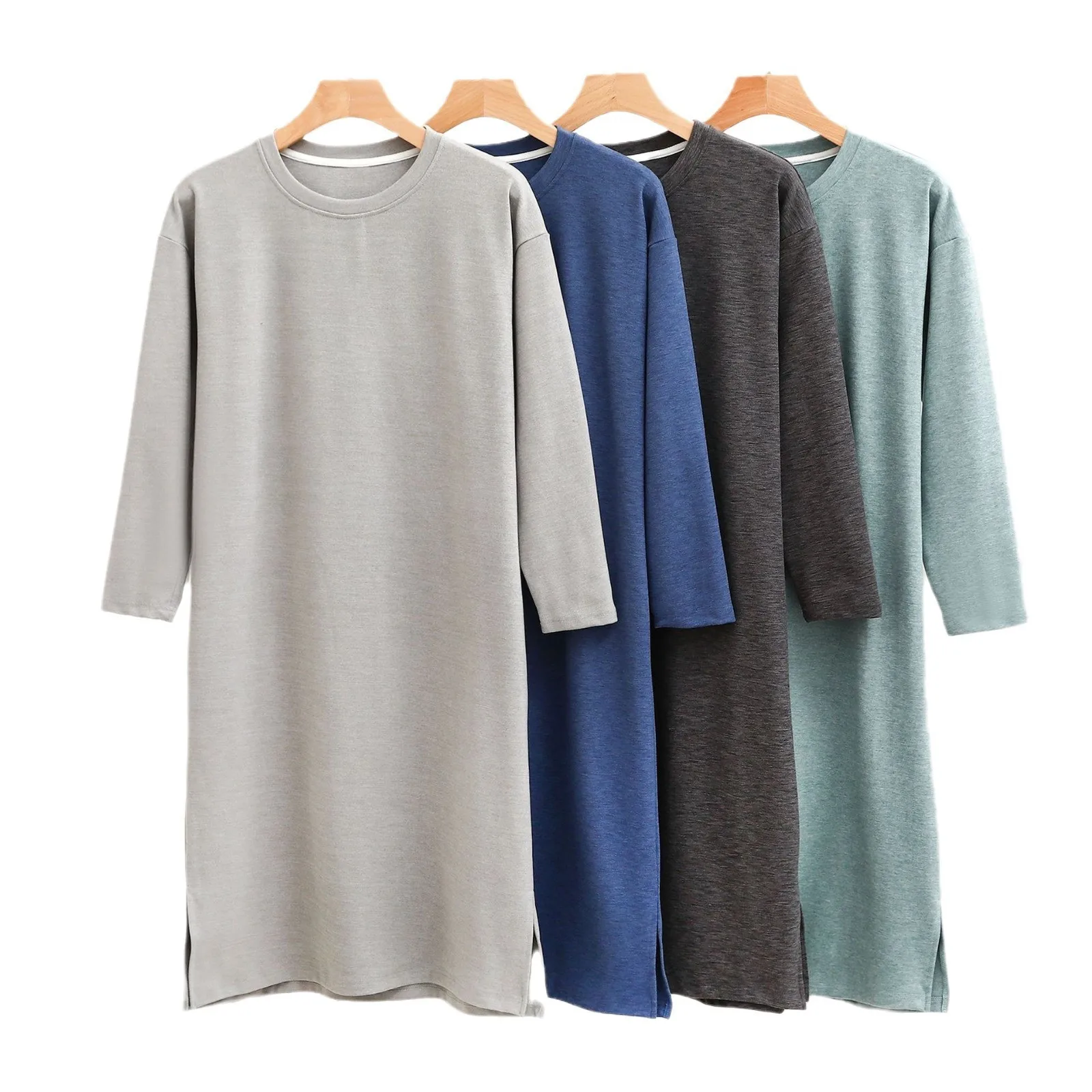 Mens Winter Bathrobe Warm Sleepwear Couple Long Sleeves Shower Robe Home Wear Cotton Dressing Gown Women Nightgown Pajamas Dress