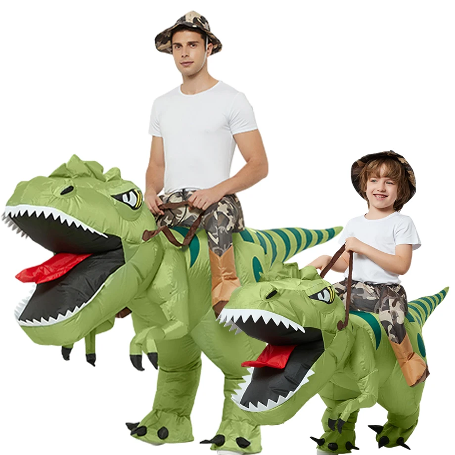 Animal Cartoon Riding T-Rex Inflatable Costume Nursery Kids Dinosaur Role Playing Game Adult Kids Chasing Game Birthday Gift