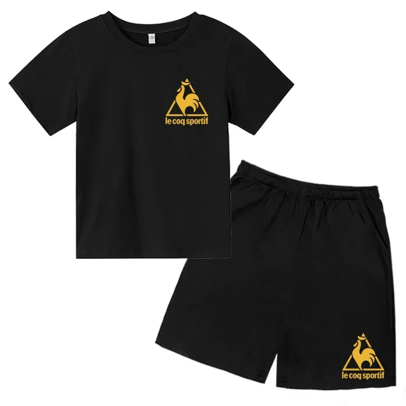 Summer Short Sleeve T Shirt +shorts 2 Piece Set Children Clothes Luxury Brand Print Sport Casual Fashion Boy Girl Kid Tracksuit