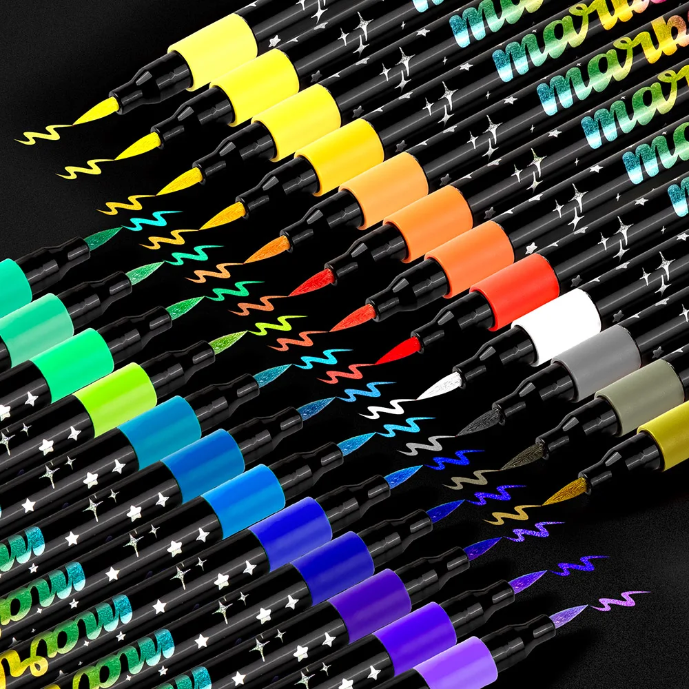 Brush Glitter Markers,Water-based Ink Shimmer Marker for Doodle Writing, Glitter Art Crafts Adults DIY Crafts