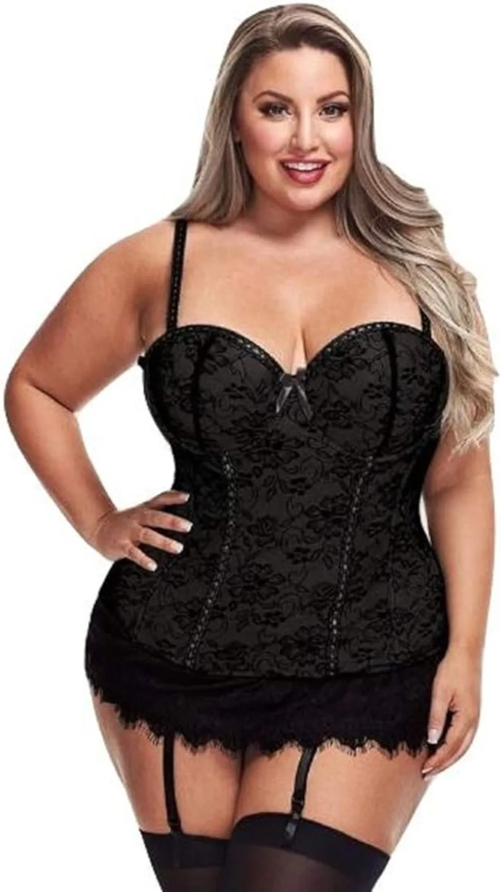 Women's Corset Bustiers & Corsets Black Top Lace Up Lingerie Underwear Plus Size Garter Including