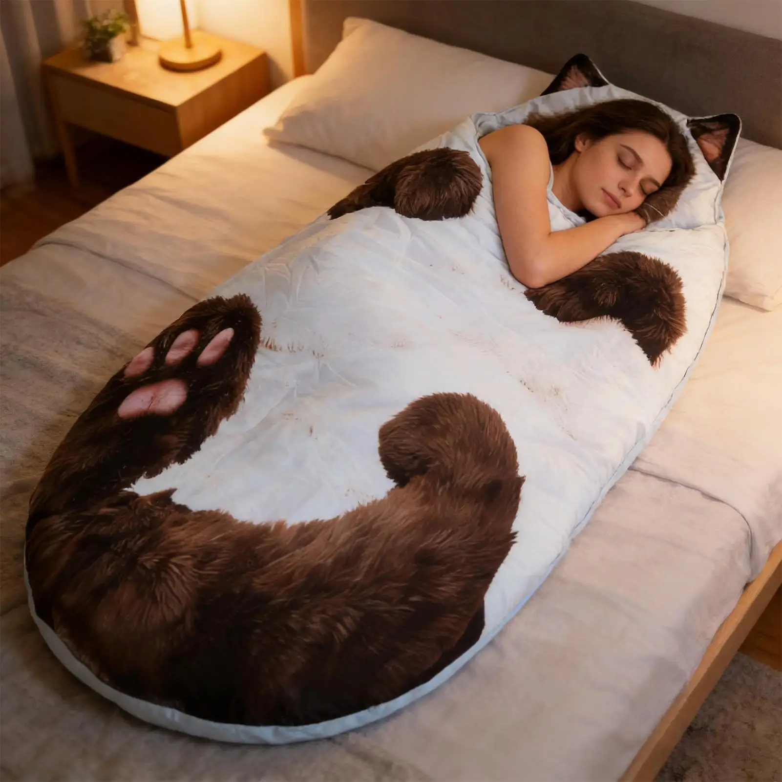 Sleeping Bags For Adults Warm Washable Blanket Cat Shaped Plush Sleeping Bag For Camping Travel Sleepovers Home Lounging Floor