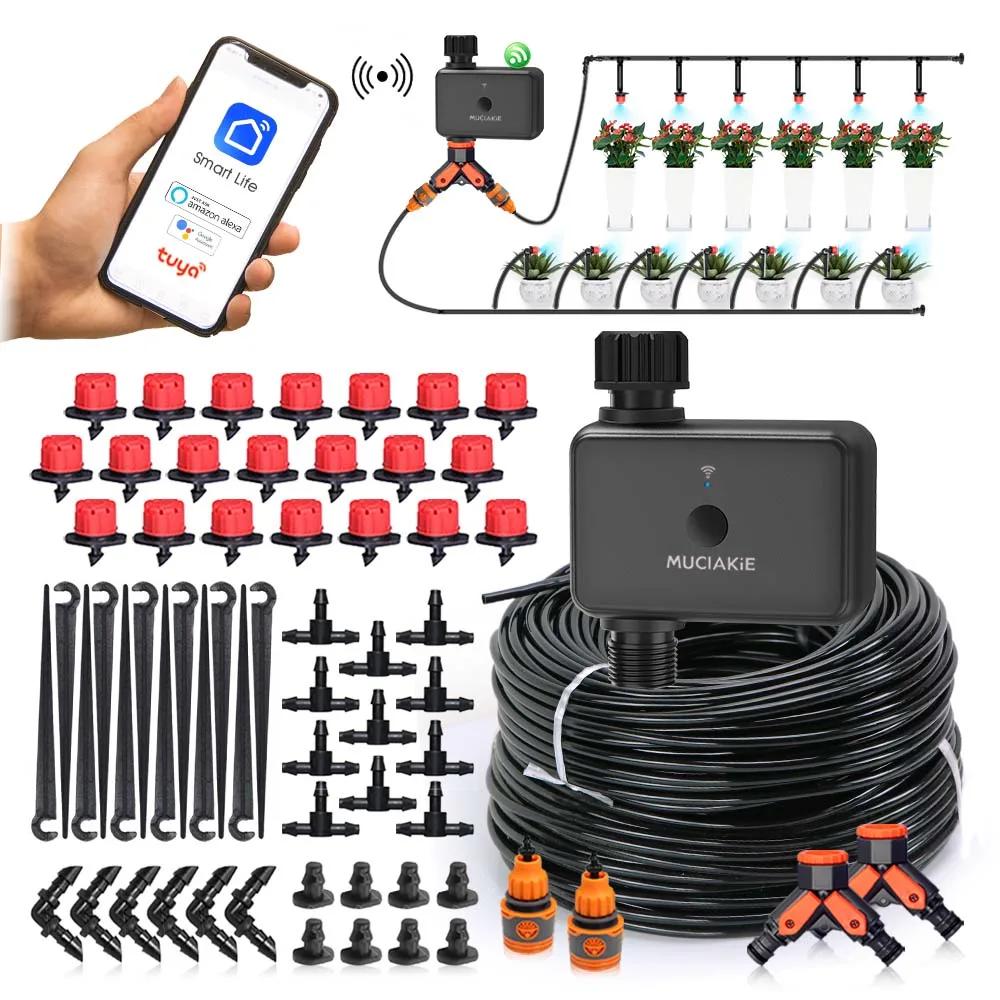 30-10m Garden Dual-band WiFi Timer Irrigation Set Supports Intelligent Voice Function APP Control Lawn Automatic Watering System