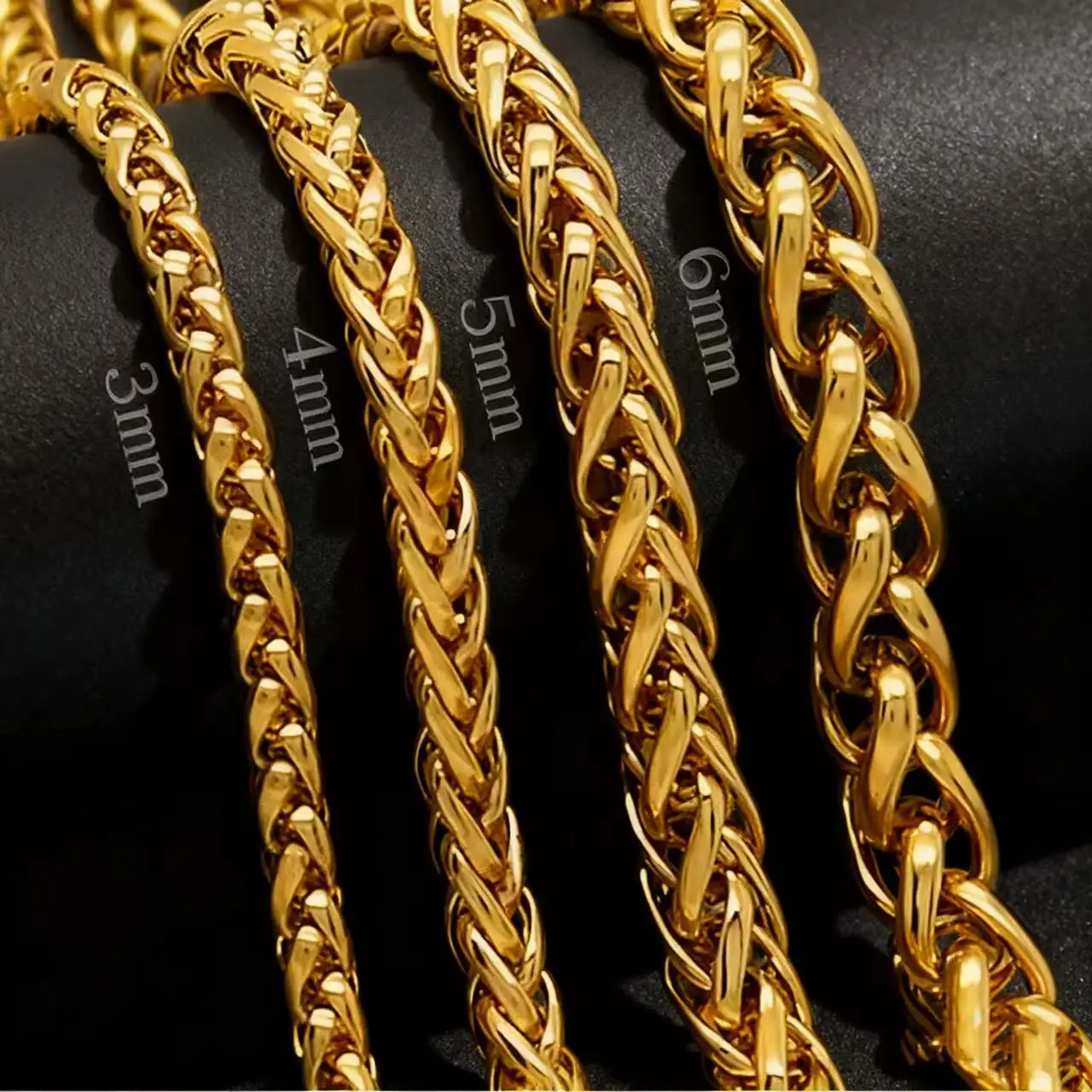 316L STAINLESS TWIST CHAIN FOR Men Women NECKLACE Jewelry Accessories 3MM-6MM Thick Long Chains Gold Silver Black 3 Color