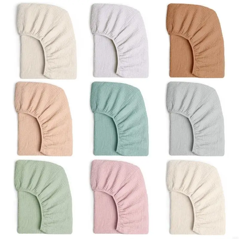 J6BE Baby Fitted Sheet Breathable and Cotton Pram Sheets Plain Color Removable Slipcover for Infants Comfortable Rest