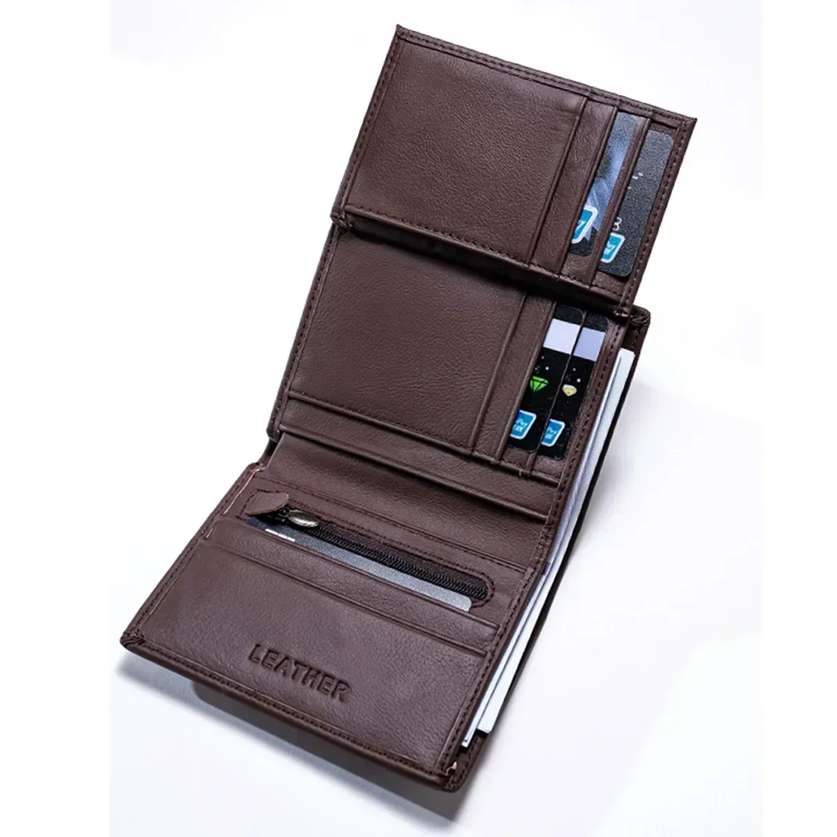 Men's Wallet Genuine Leather Wallets for Men Coin Purse Vintage Vertical Short Credit Card Holder Money Bag Men's RFID Wallet