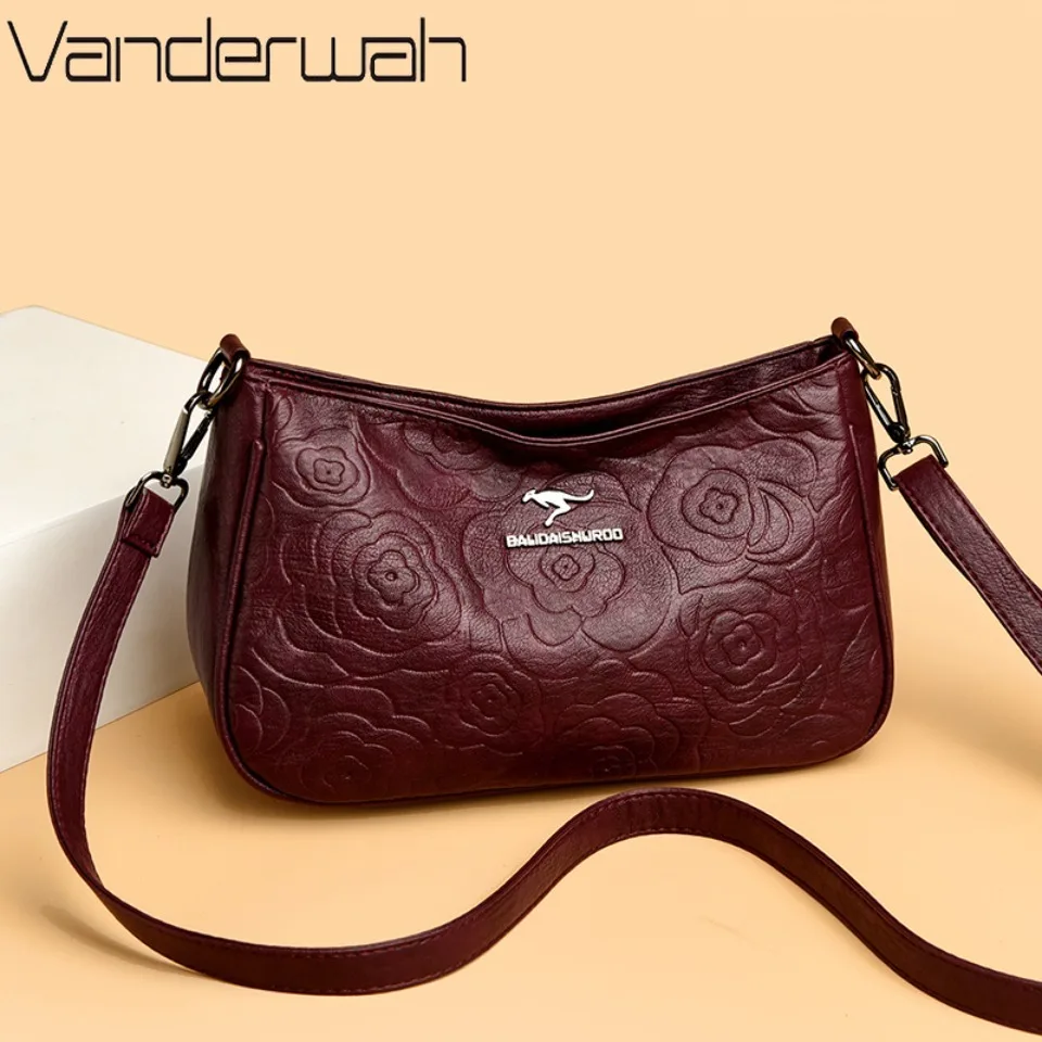 Designer Retro Knurling Messenger Sac Soft Pu Leather Shoulder Crossbody Bags for Women High Quality Female Purses and Handbags